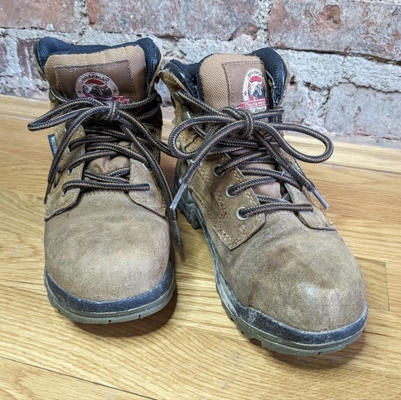 Brahmin Size 5.5 Brown‎ Leather Waterproof Steel Toe Work Boots - Picture 1 of 8